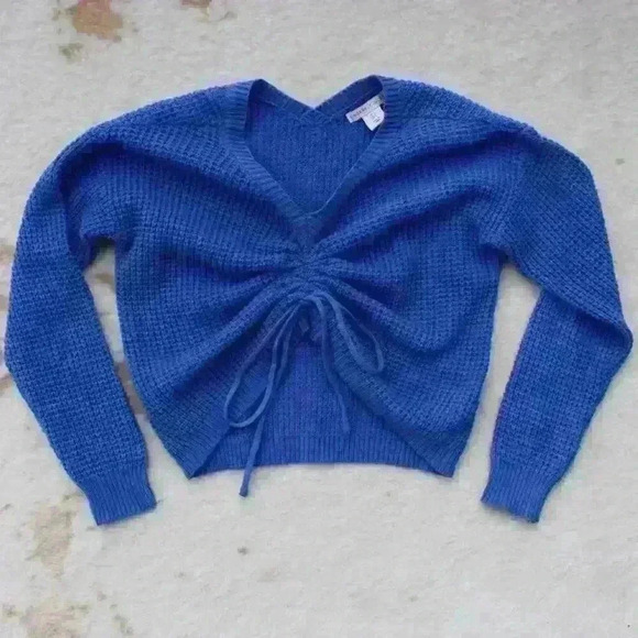 SINCERELY JULES Adjustable Length Cinch Crop Long Sleeve Knit Sweater Women S - Picture 1 of 10